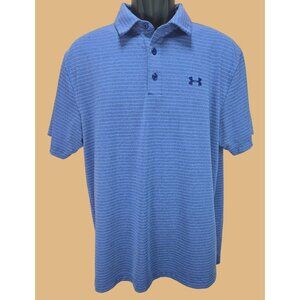 Under Armour Mens HeatGear Loose Fit Purple Striped Polo Large